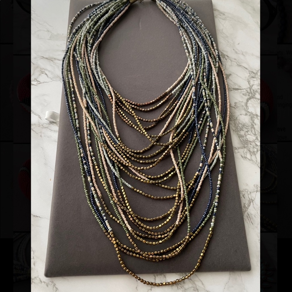 Long Multi-strand Beaded Necklace